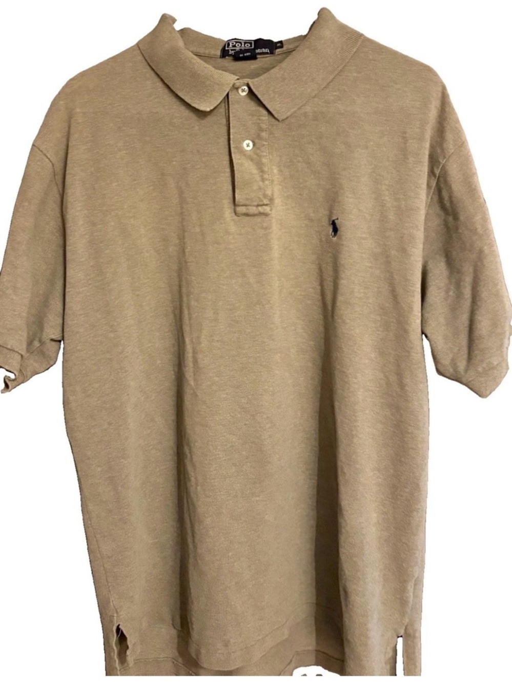 Ralph Lauren Men's Polo Shirt in Beige with Navy Pony